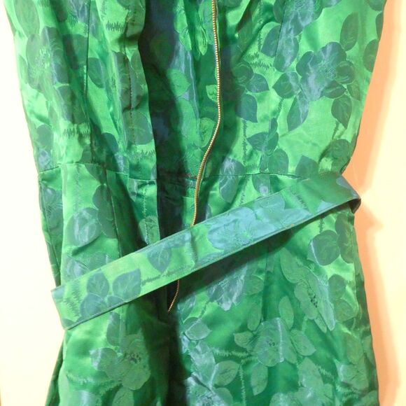 Blue Green Floral Brocade Sleeveless Sheath Dress w/Jacket Small 4 NEEDS TLC - Picture 12 of 16
